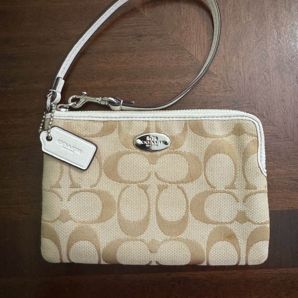 Coach Tan Signature Clutch Wristlet